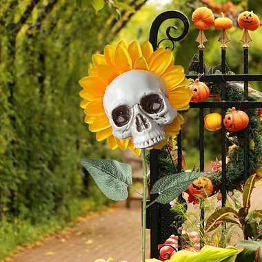 Skull Head Simulation Sunflower Garden Stake